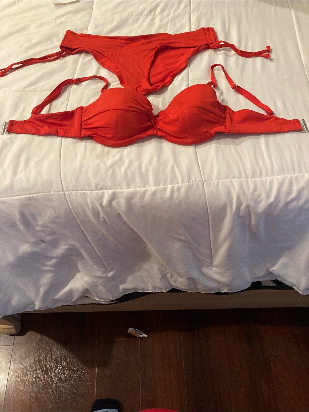 H&M Red Underwire Bikini Set with Tie-Side Bottoms 36C